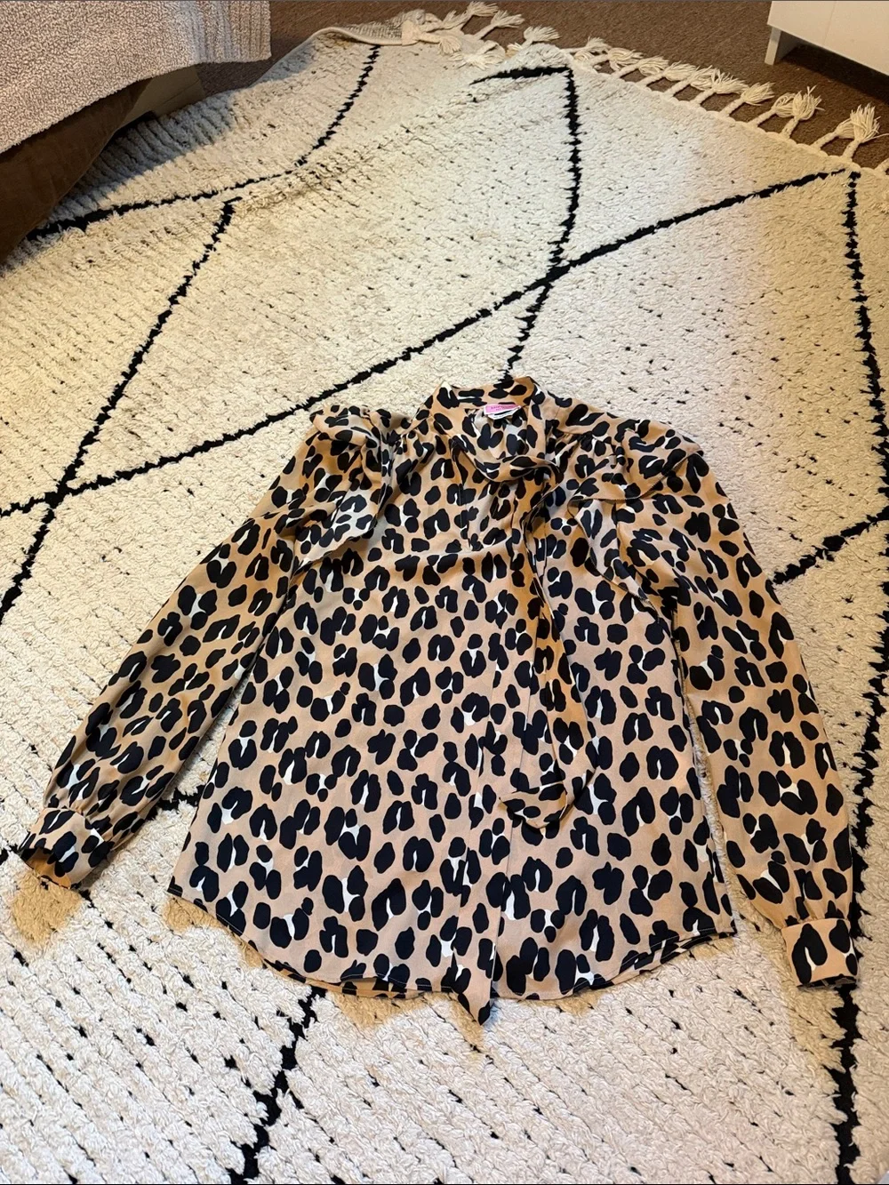 Women’s Leopard Print Pleated Midi Skirt Set- skirt and shirt - Black on Tan